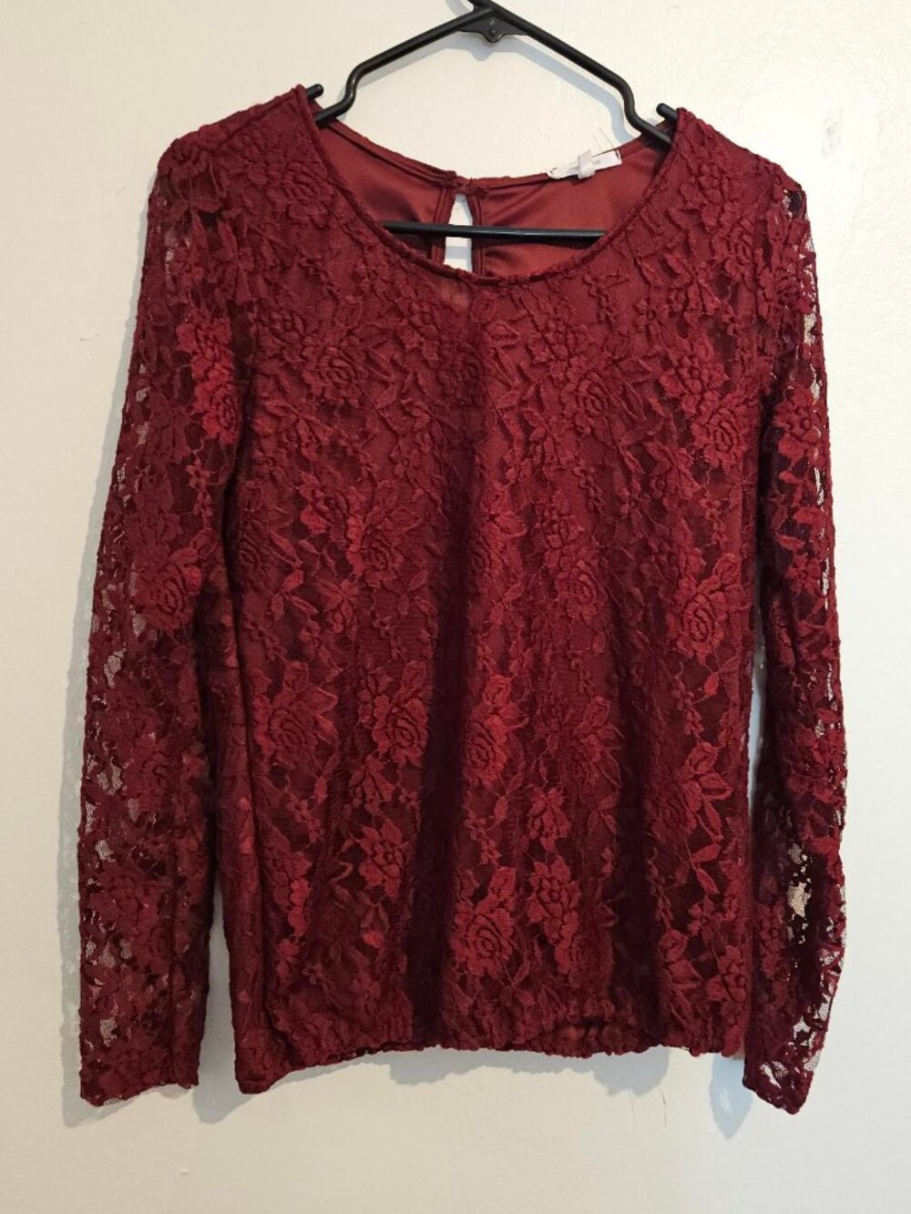 Y2K Burgandy Lace Long Sleeve Maurices S